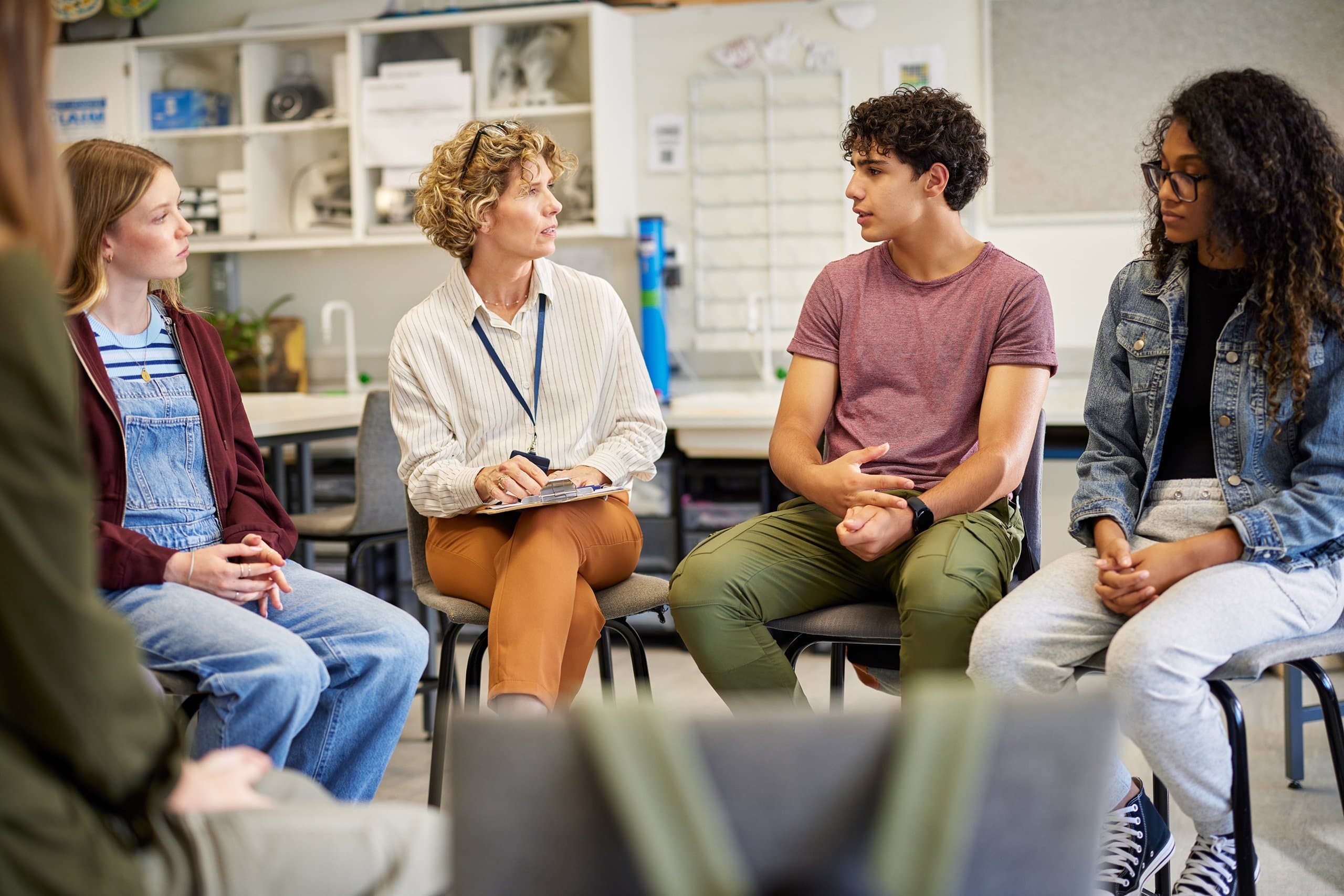 teenager talks in support group
