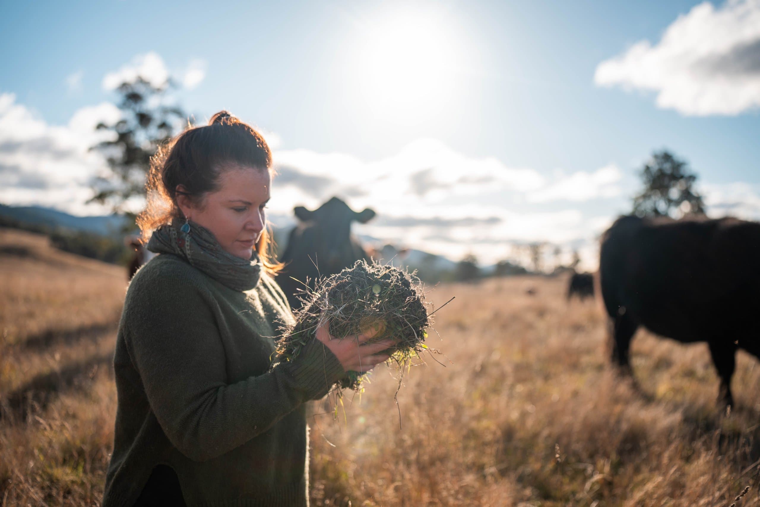 woman outside working on farm